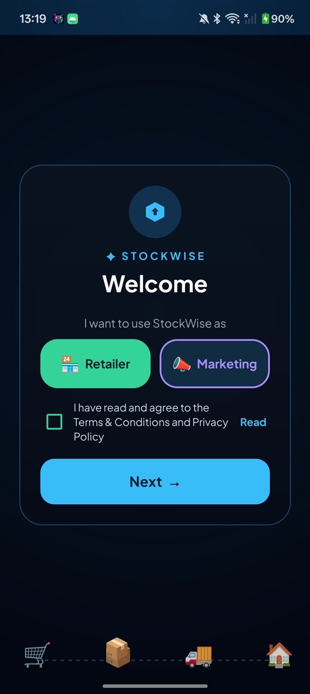 Welcome — choose Retailer or Marketing at setup